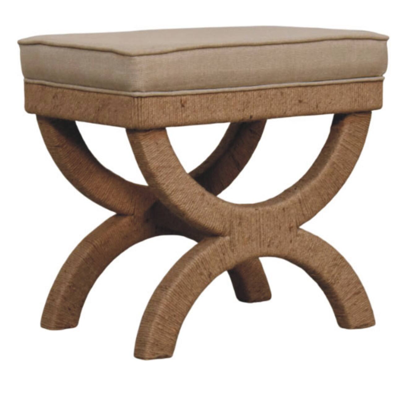 Angle. Artisan Furniture - Artisan Furniture Solid Wood Rattan Arch Bench, Brown - Brown.