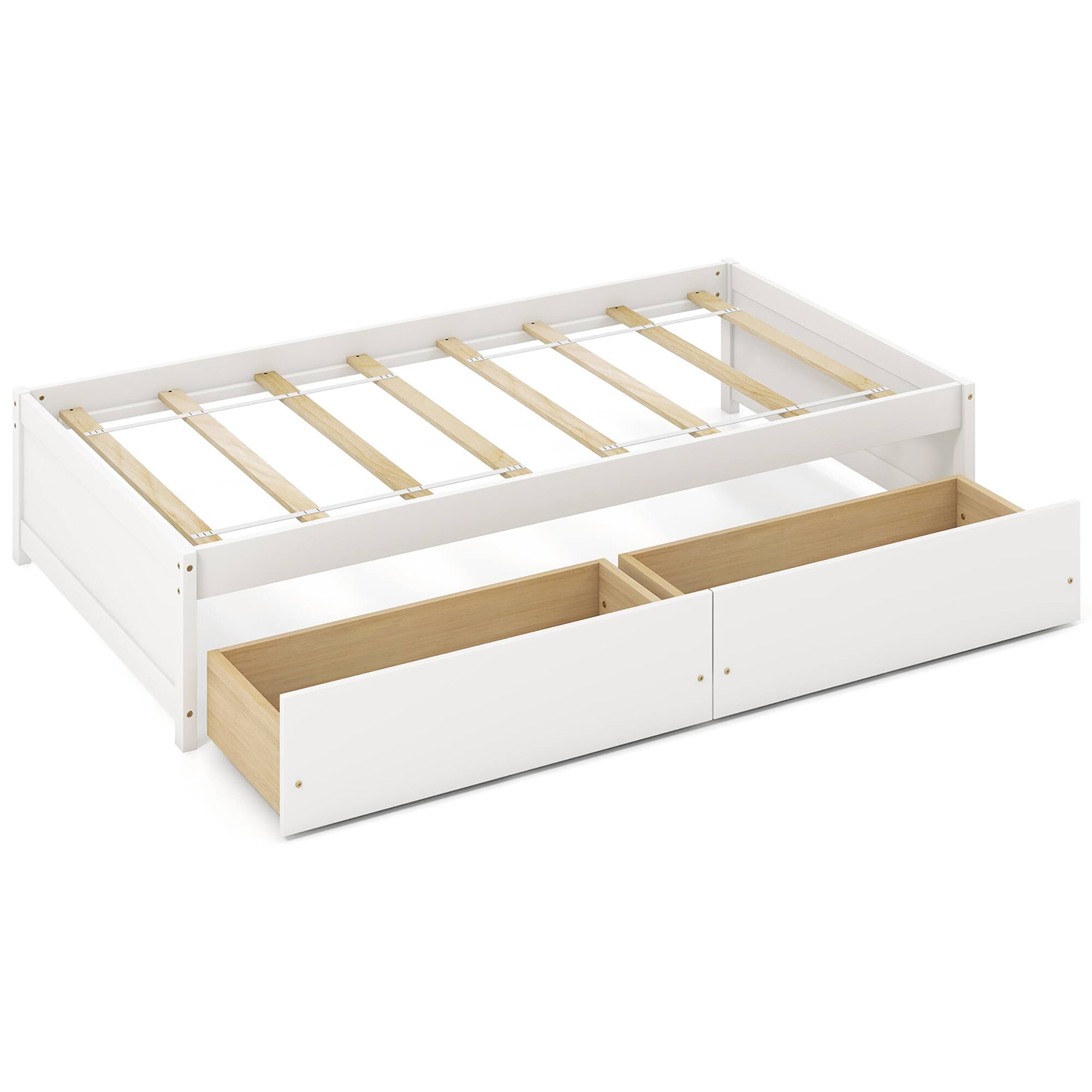 Alt View 9. Gymax - Gymax Twin Size Captain Bed w/ 2 Drawers Slats Support Twin Daybed Heavy Duty Wood White - White.