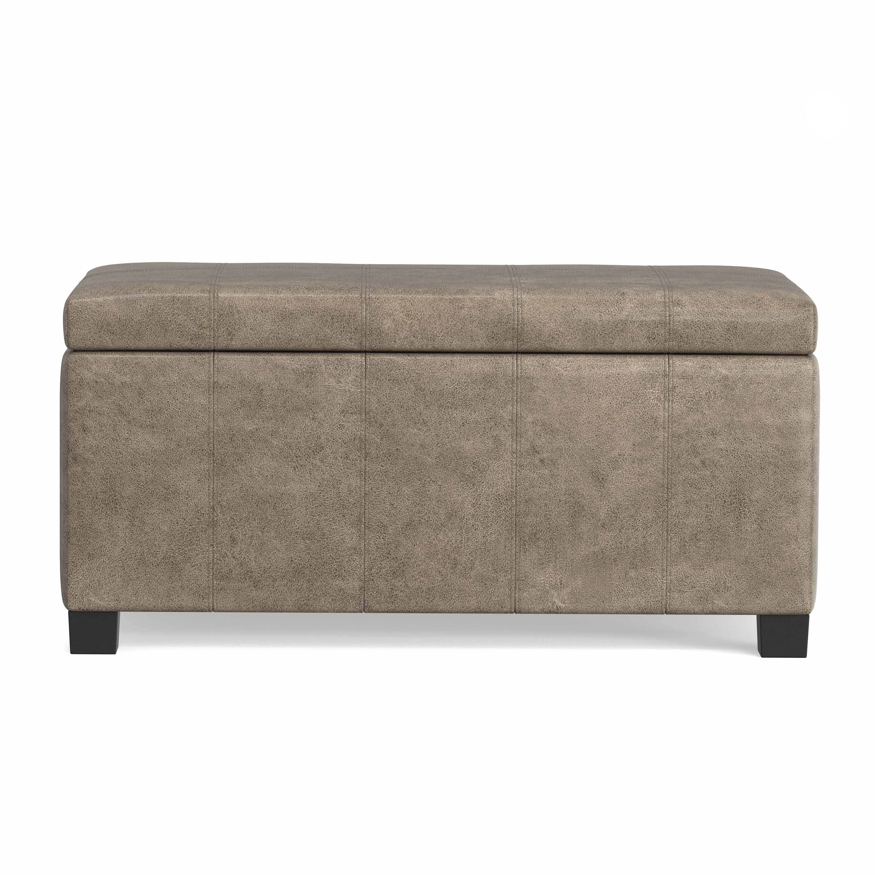 Left. Simpli Home - Dover Storage Ottoman Bench - Distressed Smoky Grey Brown.