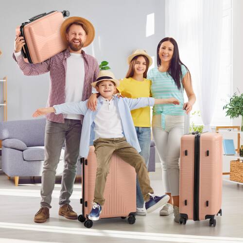 Alt View 9. Winado - 3-in-1 20" 24" 28" Trolley Carry On Luggage Set Spinner Wheels Lightweigh Hardside PP Suitcase Sets with Built-in Lock - Rose Gold.