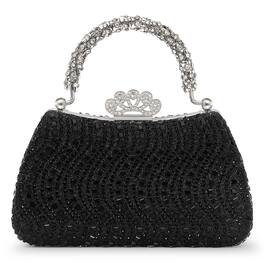 Unique Bargains - Rhinestones Evening Bag for Women, Shiny Sequin Evening Clutch Wedding Purse for Bride Party Formal - Black