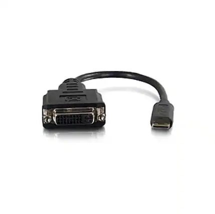 Front. C2G - 8in Mini HDMI to DVI Adapter - Mini HDMI Adapter - Male to Female Black - DVI-D/HDMI for Video Device, Notebook, Monitor - Black.