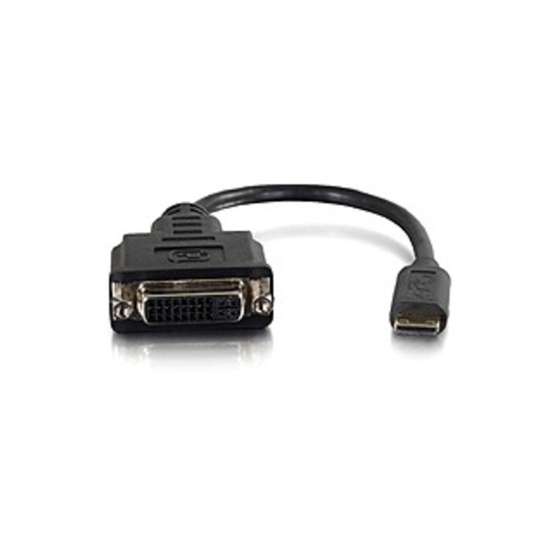 Front. C2G - 8in Mini HDMI to DVI Adapter - Mini HDMI Adapter - Male to Female Black - DVI-D/HDMI for Video Device, Notebook, Monitor - Black.
