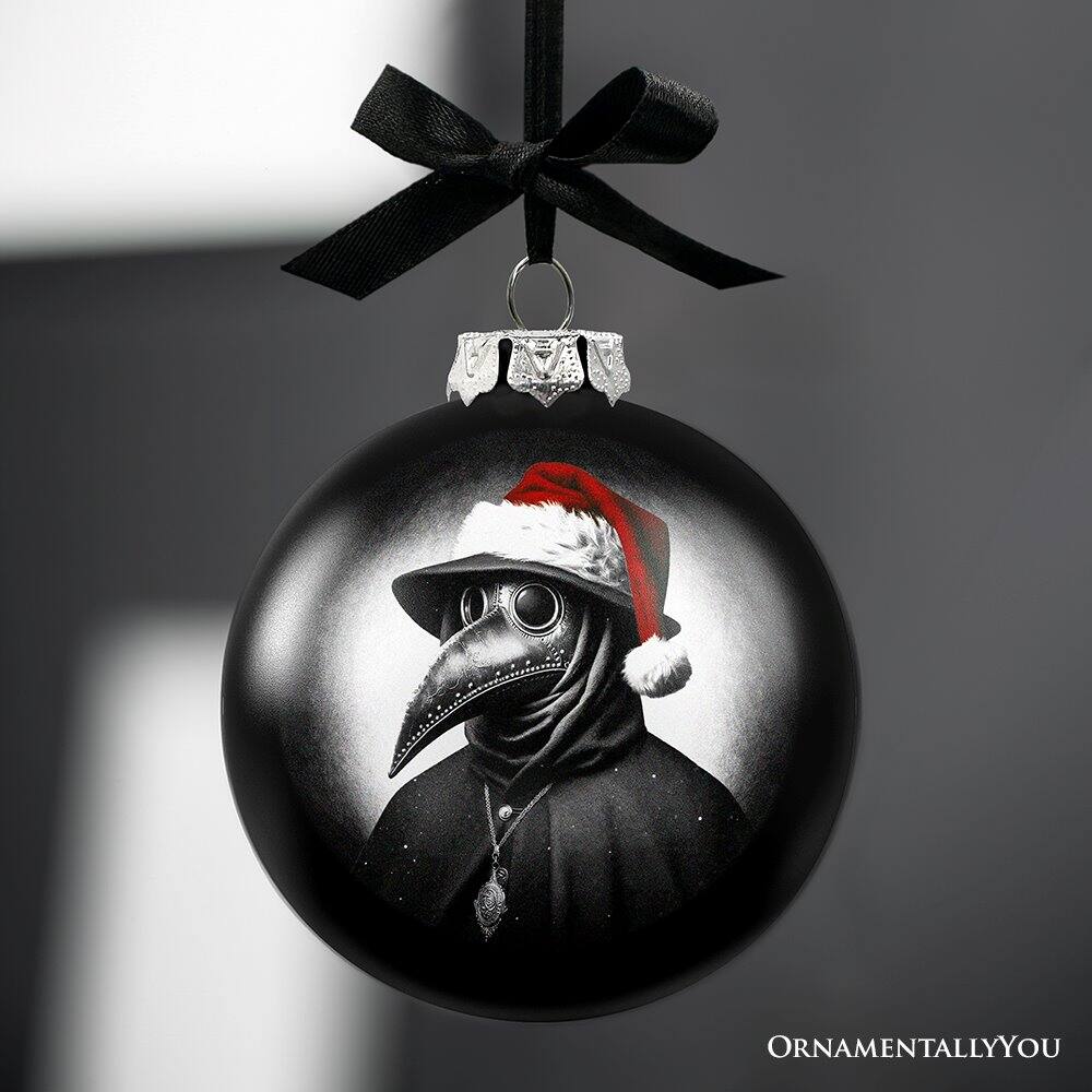 Back. OrnamentallyYou - Plague Doctor Glass Christmas Ornament - Multi-colored.