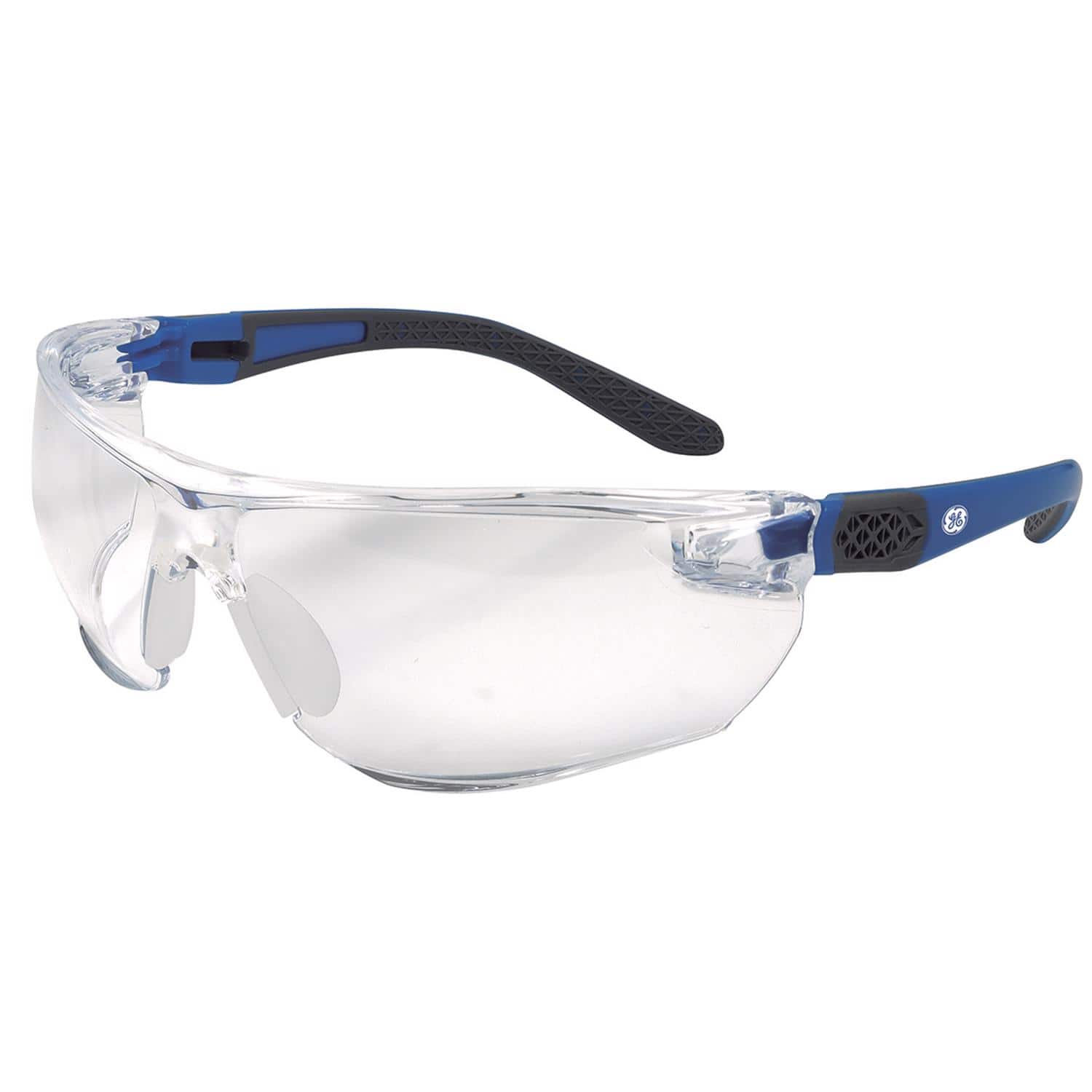 General Electric - 02 Series Impact-Resistant Safety Glasses Clear Lens Blue/Gray Frame 1 pk - Blue | Gray