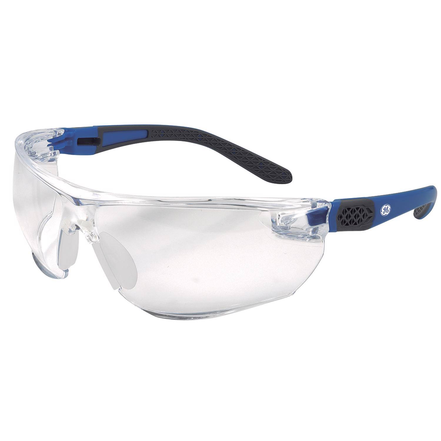 Front. General Electric - General Electric 02 Series Impact-Resistant Safety Glasses Clear Lens Blue/Gray Frame 1 pk - Blue | Gray.