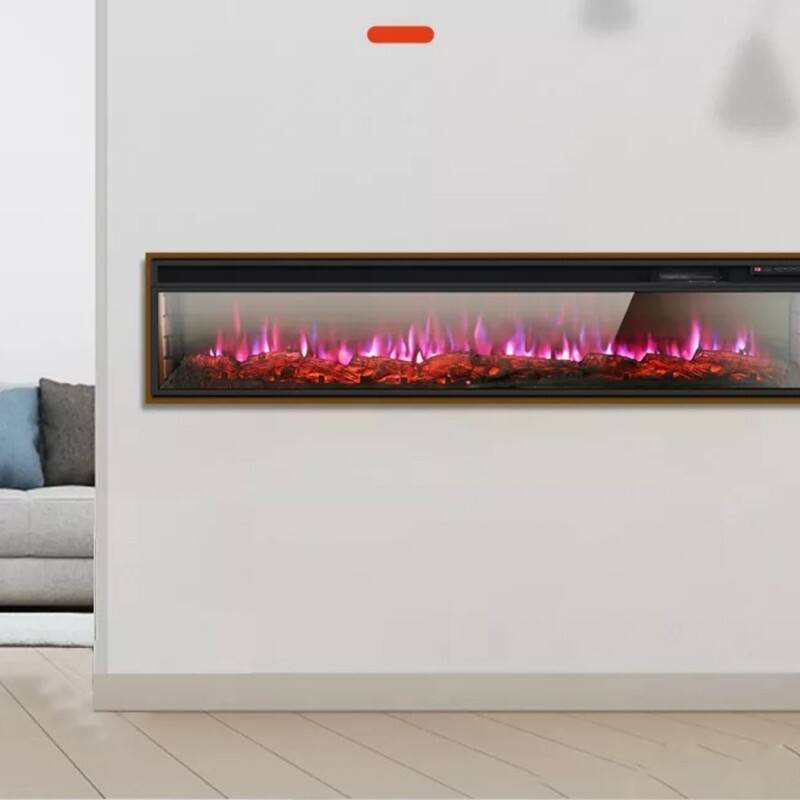 Left. Edendirect - 5100 BTU 36 in. Fireplace Recessed Ultra-Thin Electric Wall-Mounted Heater Furnace with Multicolor Flame.