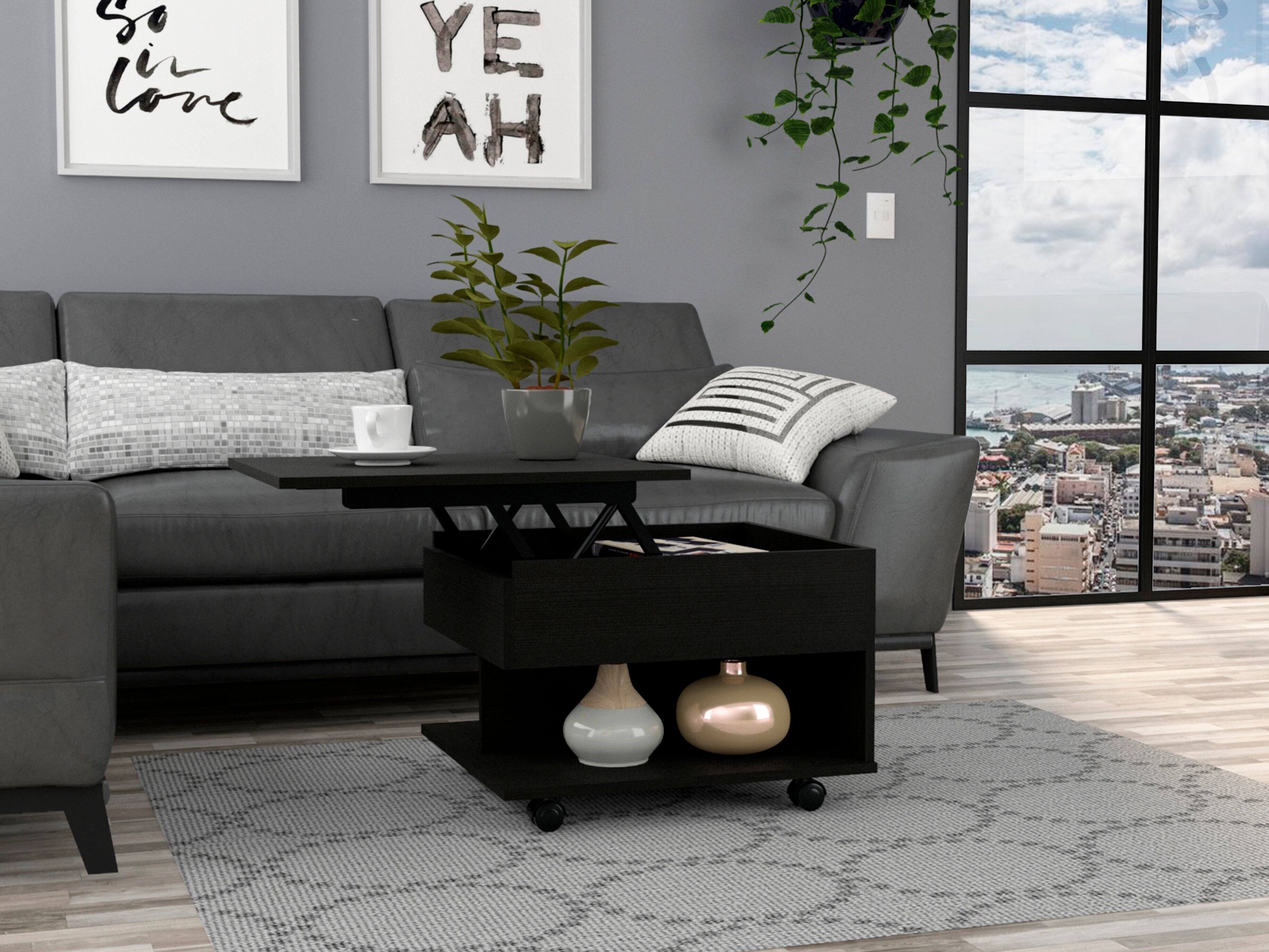 Alt View 1. TuHome - Luanda Lift Top Coffee Table, Casters, One Shelf - Black.
