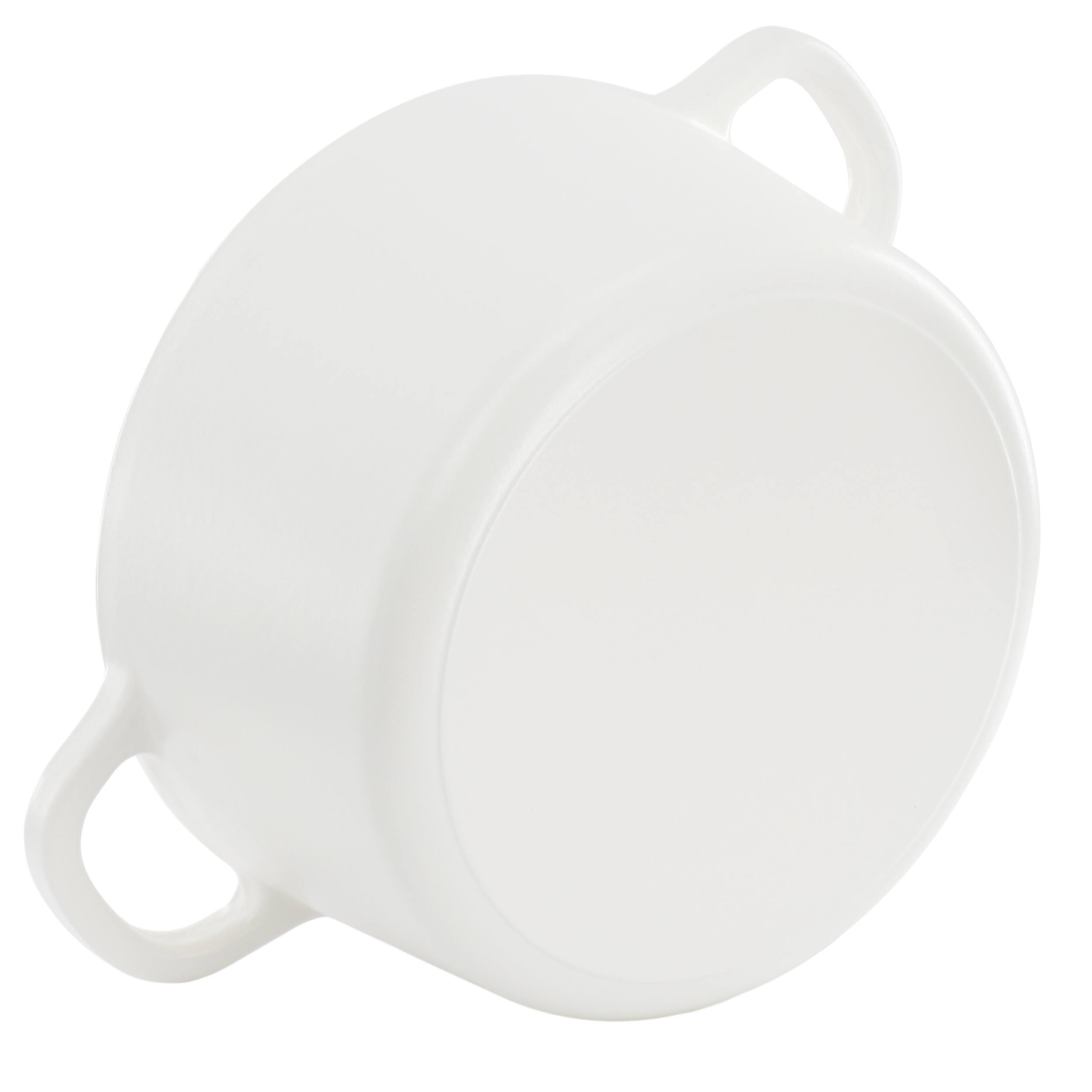 Alt View 2. Crockpot - Crockpot Artisan 5 Quart Round Enameled Cast Iron Dutch Oven with Lid in Linen - White.