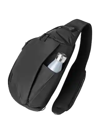 Front. ALPAKA - Metro Crossbody Right Shoulder Sling Bag Men,Sling Backpack - Fits 11" Tablet - Single Shoulder - Black Axoflux 210D.