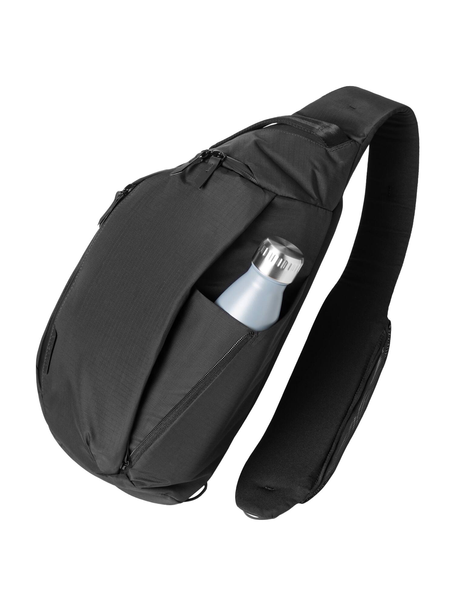 Front. ALPAKA - Metro Crossbody Right Shoulder Sling Bag Men,Sling Backpack - Fits 11" Tablet - Single Shoulder - Black Axoflux 210D.