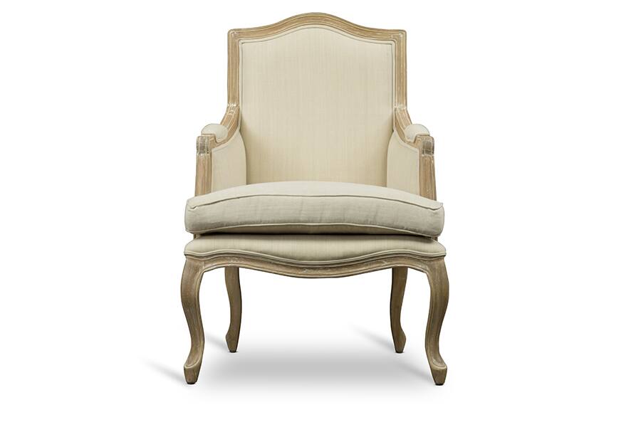 Front. Baxton Studio - Nivernais Wood Traditional French Accent Chair - Beige/Light Brown.