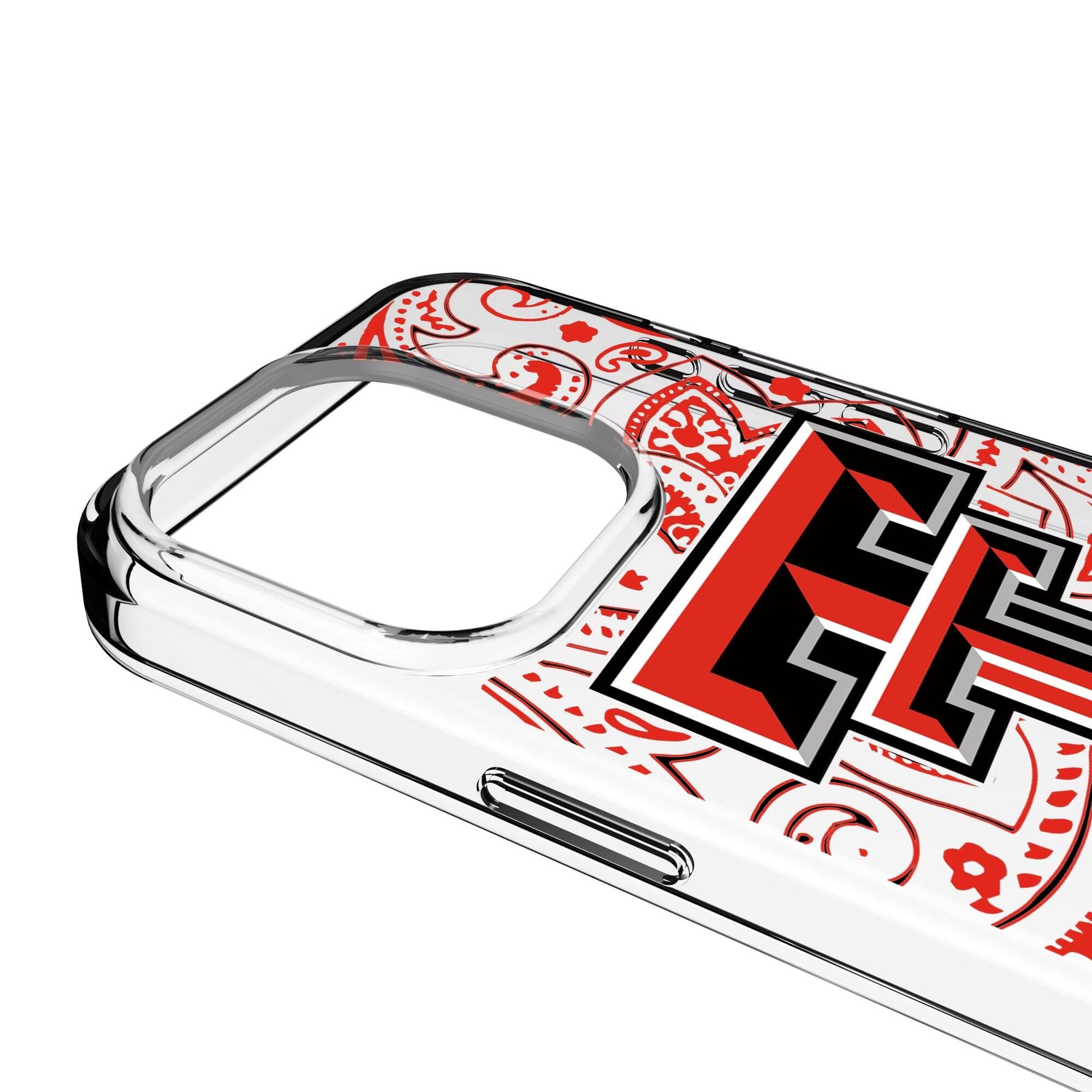 Alt View 2. Keyscaper - Texas Tech Red Raiders iPhone Paisley Design Clear Case - 15 Pro - Multicolor.