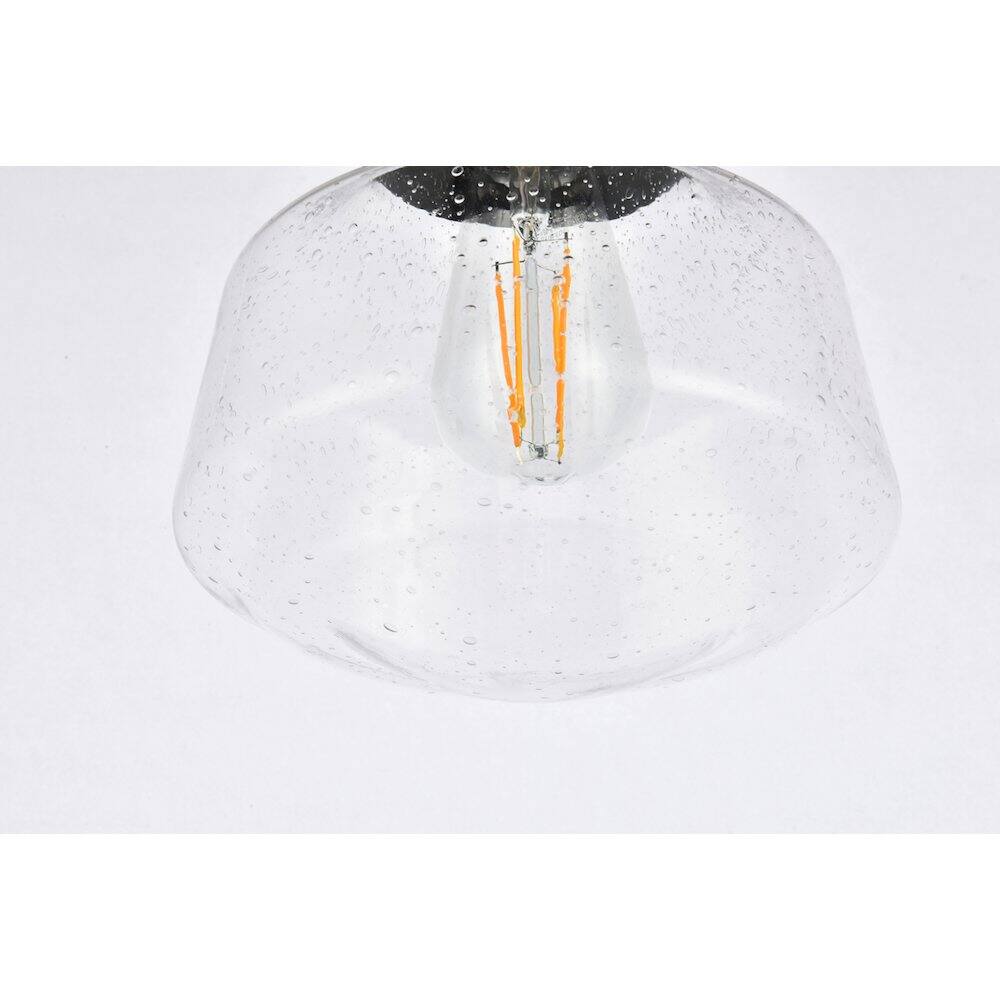 Back. Living District - Lyle 1 Light Black And Clear Seeded Glass Plug In Pendant - Black.