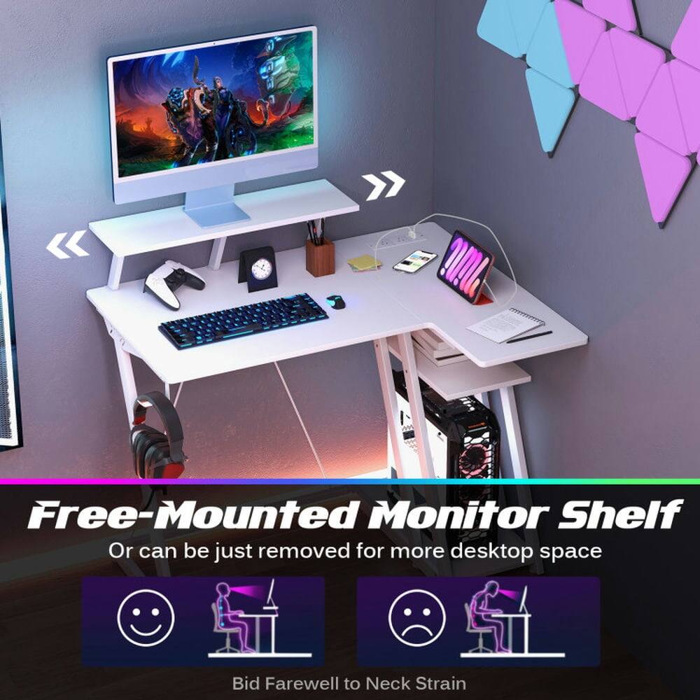 Free-Mounted Monitor Shelf  
Or can be just removed for more desktop space  
Bid Farewell to Neck Strain