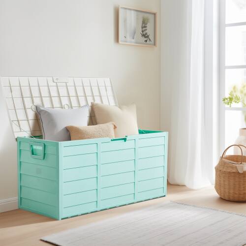 Alt View 7. Winado - 75 Gallon Storage Deck Box Rattan Garden Cushion Organizer Patio Deck Cabinet for Indoor Outdoor - Light Green.