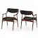 Front. Costway - PU Leather Dining Chair Set of 2 with Padded Seat & Back Armrests Rubber Wood Frame - Black.