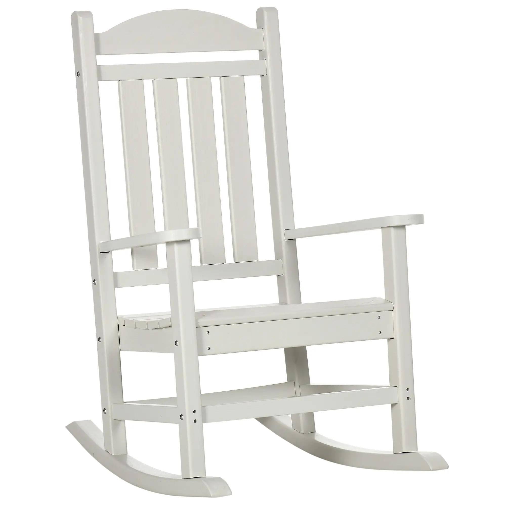 Angle. Resenkos - Resenkos Outdoor Rocking Seat, Weatherproof HDPE Patio Chairs, Rustic High-Back, Armrests, Oversized, White - White.