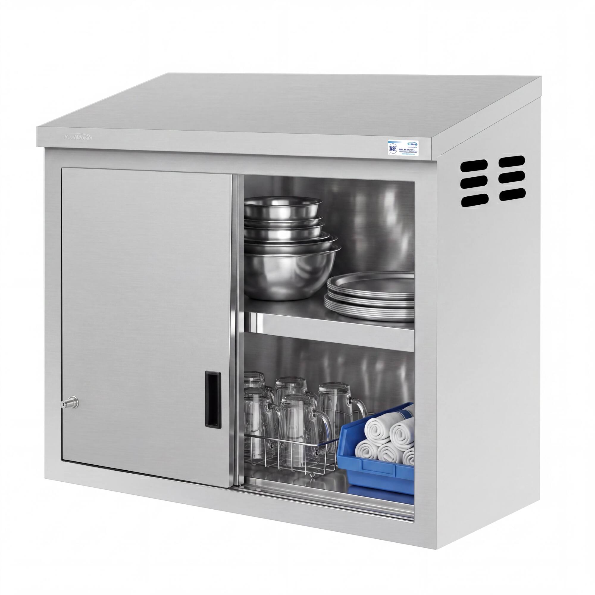Alt View 2. Koolmore - 30 Inch Stainless Steel Commercial Wall Cabinet with Sliding Doors NSF - Stainless-Steel.