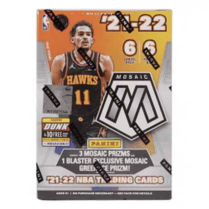 21-22 NBA Trading Cards
6
HAWKS
11
W BUNK
10
10:38
PAMIKI
3 MOSAIC PRIZMS
1 BLASTER EXCLUSIVE MOSAIC GREEN "E" PRIZM!
21-22 NBA TRADING CARDS