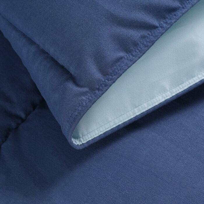 Back. Hivvago - Twin/Twin XL Traditional Microfiber Reversible 3 Piece Comforter Set in Blue/Navy - Blue/Navy.