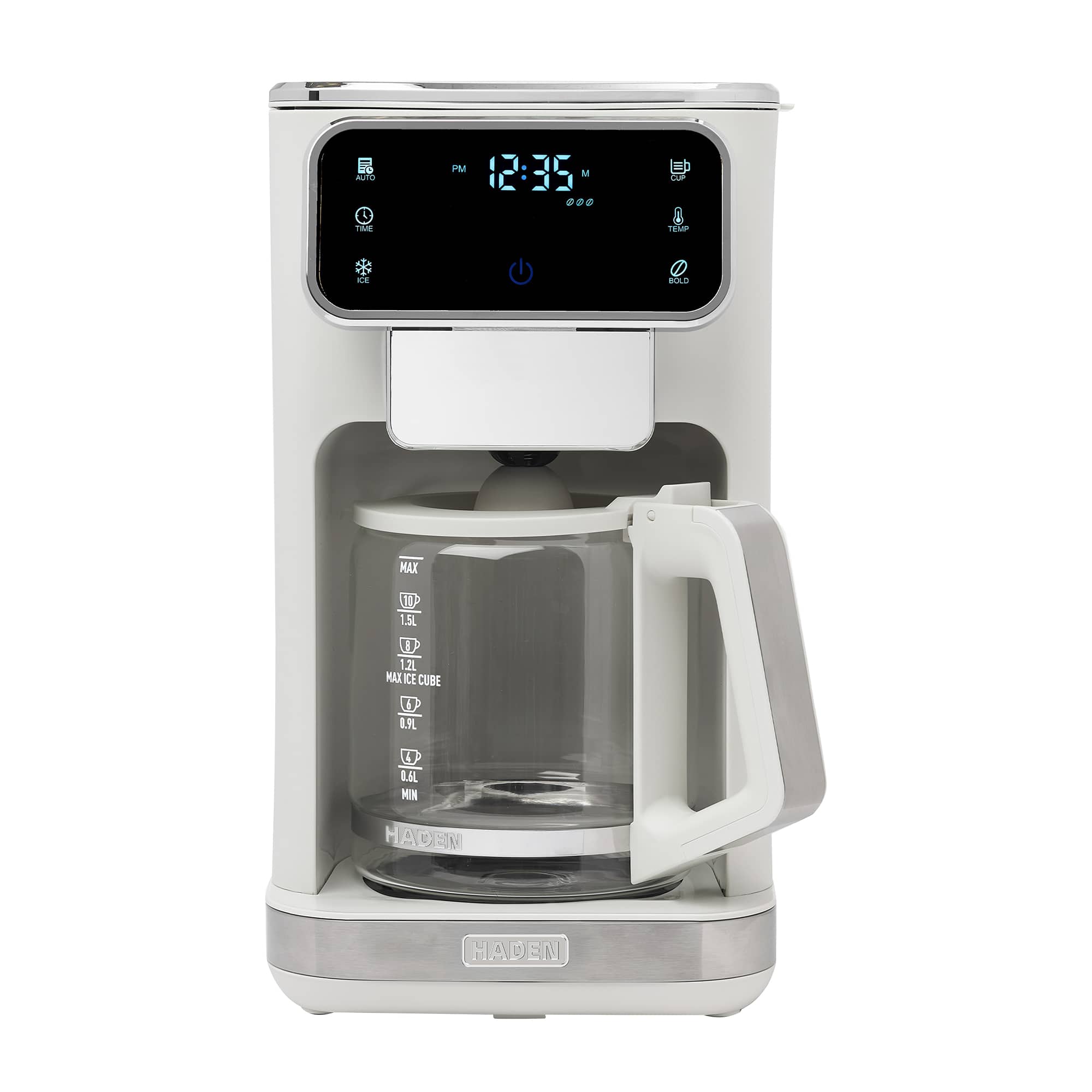 Haden - Dual Brew 10 Cup Hot & Ice Programmable Digital Coffee Maker, Ivory/Chrome - Ivory / Chrome