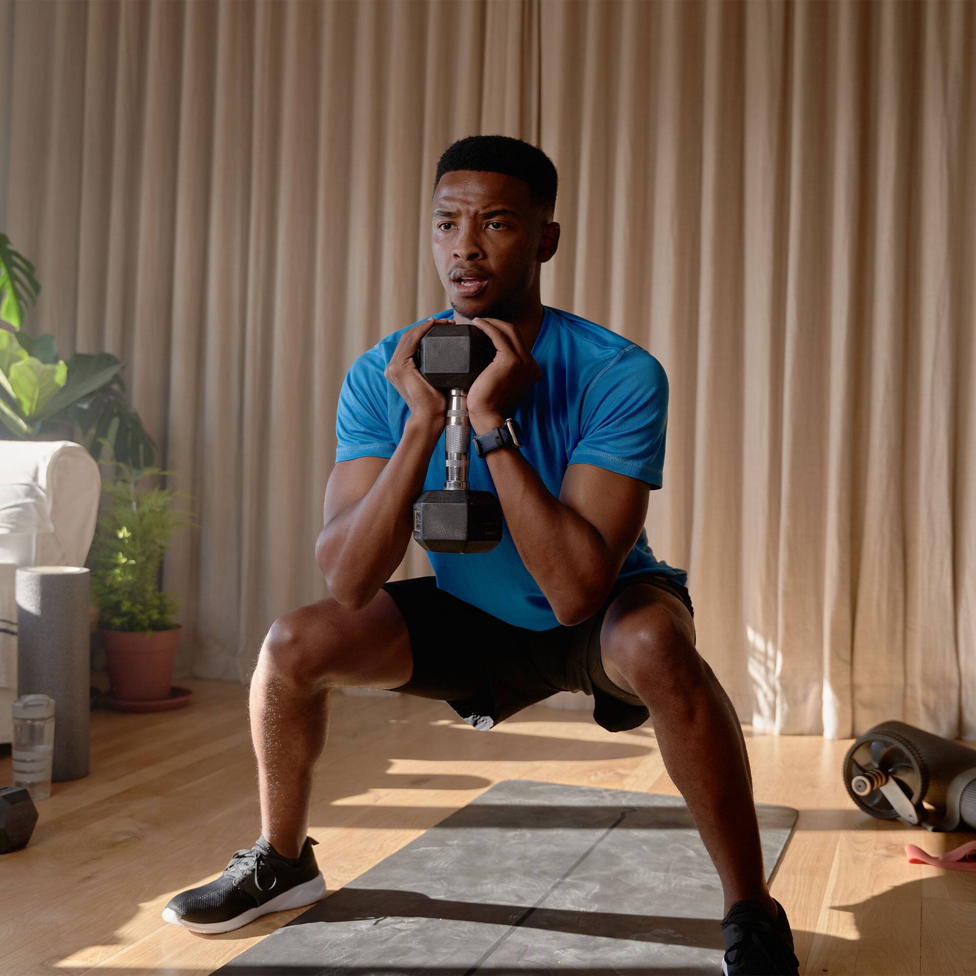 Alt View 7. HolaHatha - HolaHatha Iron Hexagonal Cast Home Exercise Dumbbell Free Weight, 30 Pounds - Black.