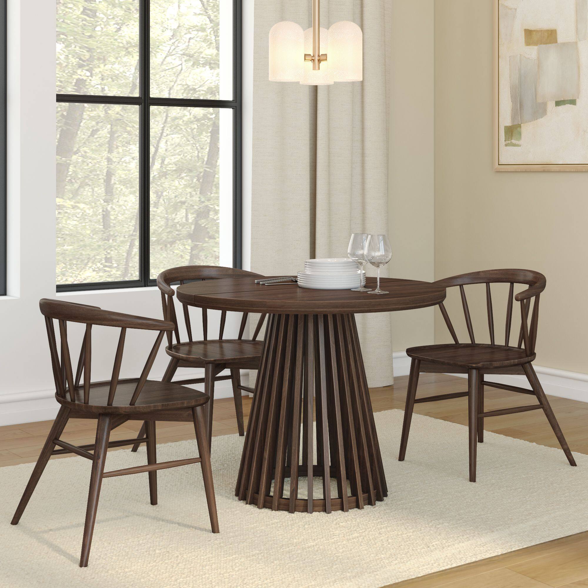 Alt View 5. Plank+Beam - Lido Round Dining Table (38in / 966mm)|| Walnut - Walnut.