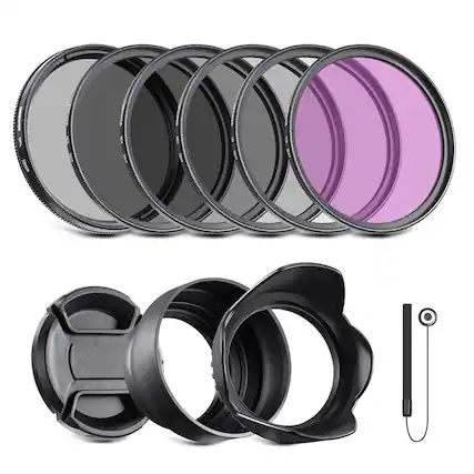 Front. Neewer - 58mm UV/CPL/FLD/ND Filter Kit for Canon EOS & Rebel DSLR Cameras - Black.