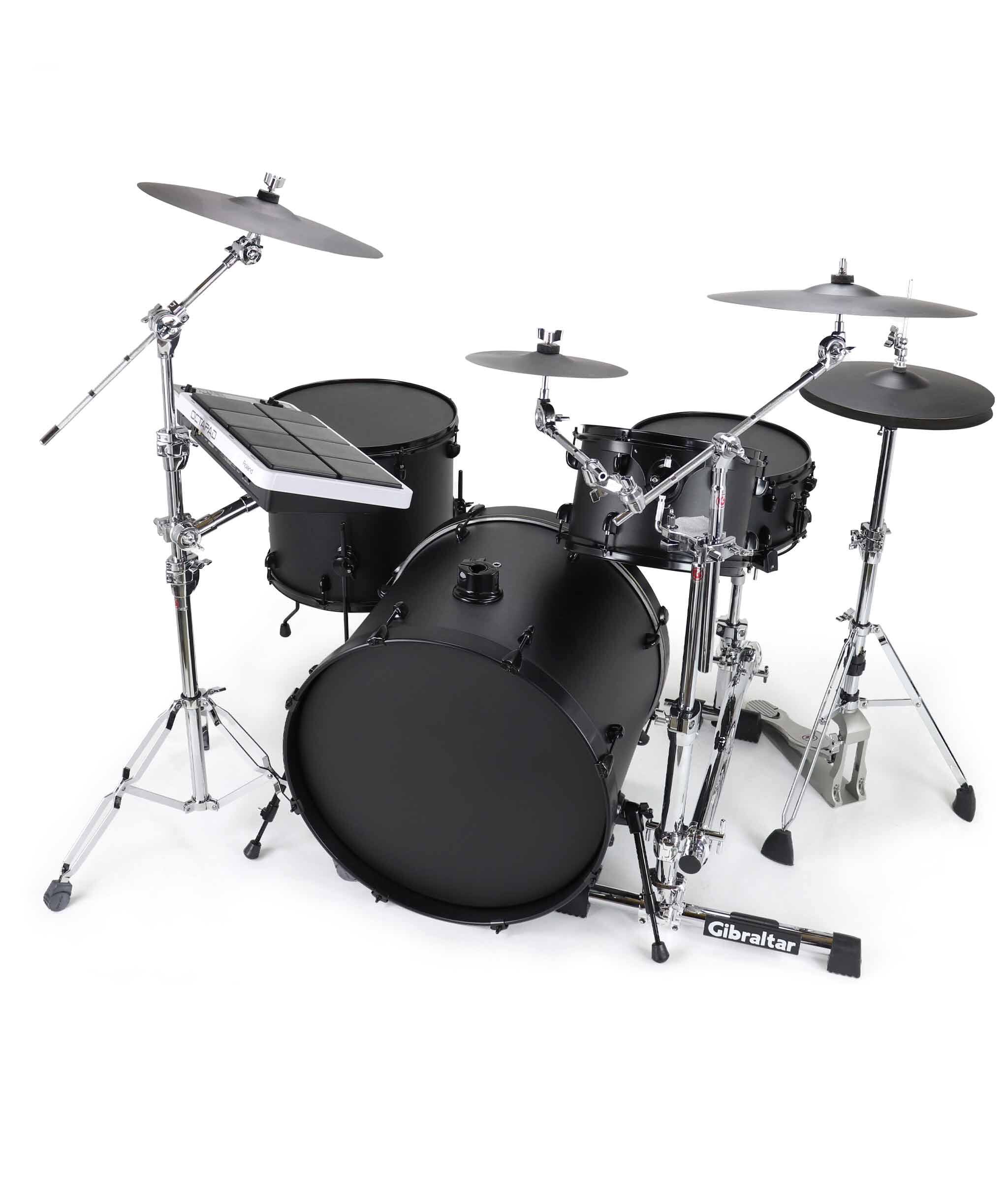 Left. Gibraltar Hardware - Extended Electronic Drum Module Clamp, 6" Extension Bar with Dual Clamps for Mounting Sample Pads Controllers.