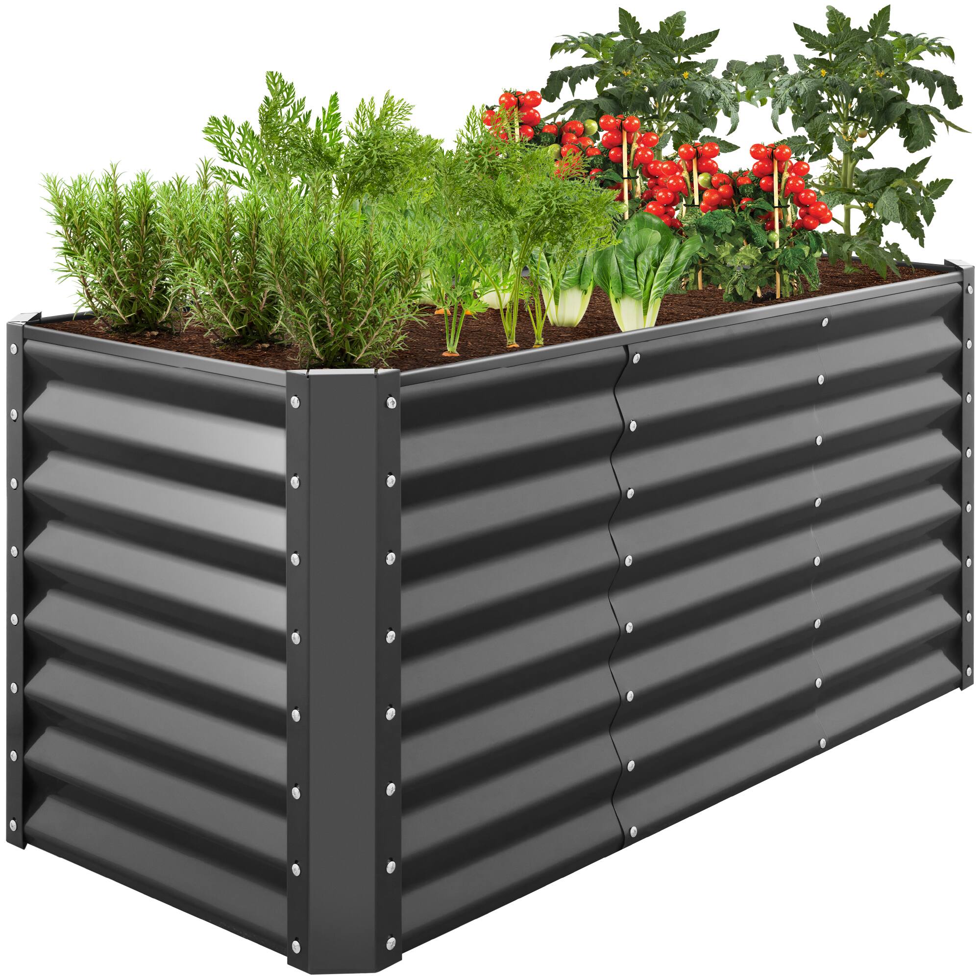 Front. Best Choice Products - Best Choice Products 4x2x2ft Outdoor Metal Raised Garden Bed, Planter Box for Vegetables, Flowers - Gray - Gray.