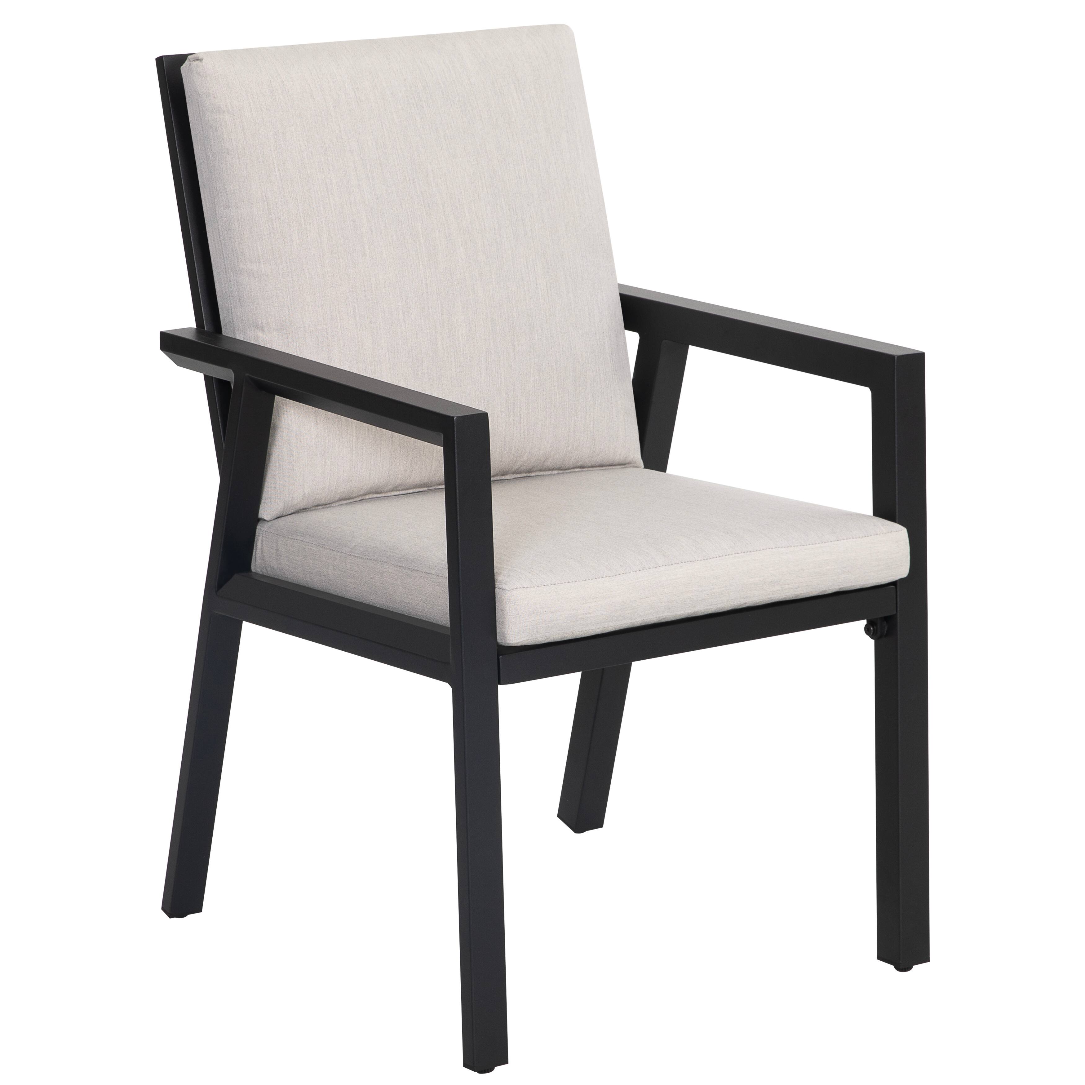 Alt View 4. Nuu Garden - Outdoor 2-Piece Aluminum Dining Chairs with Gray Cushions - Black and Gray.