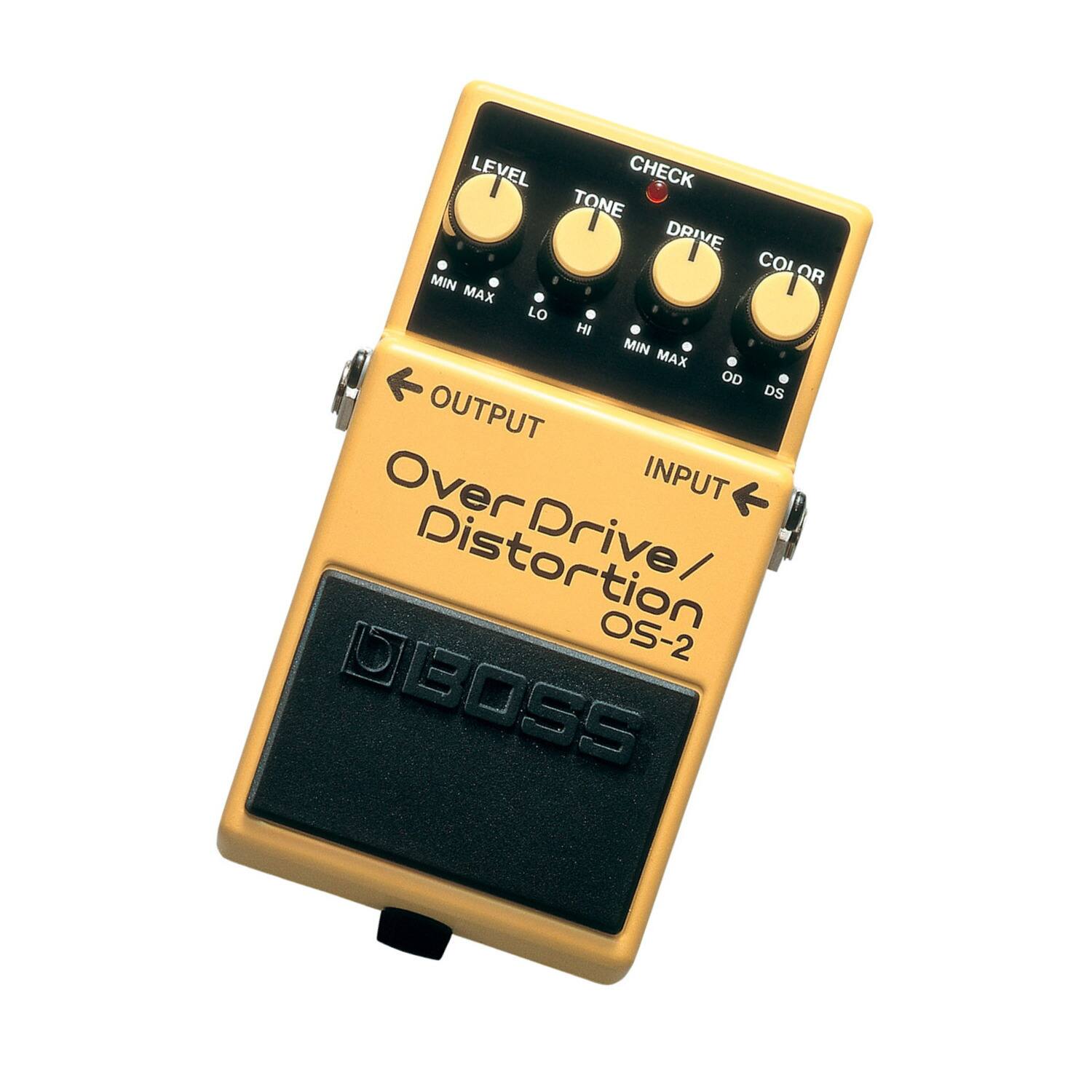 LEVEL CHECK TONE DRIVE COLOR  
MIN MAX LO HI MIN MAX OD DS  
OUTPUT OverDrive / Distortion OS-2  
INPUT  
BOSS