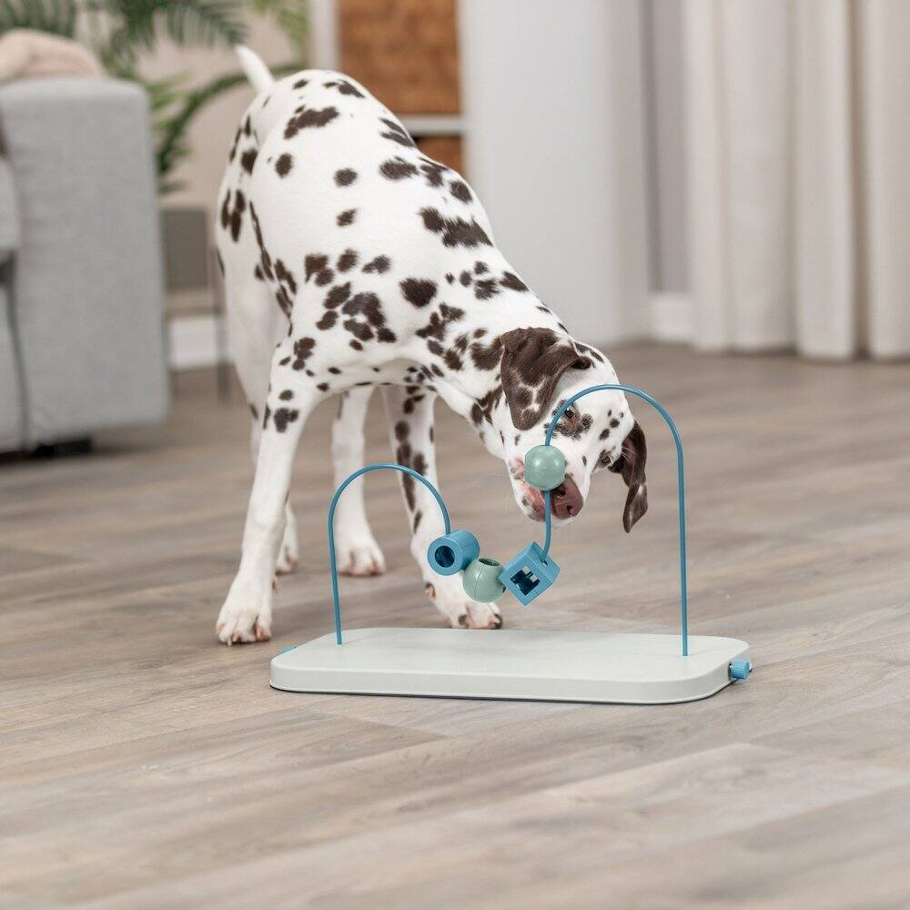 Left. TRIXIE - Dog Activity Skills Loop Strategy Game, Level 4 Advanced Food Puzzle - Blue/Gray.