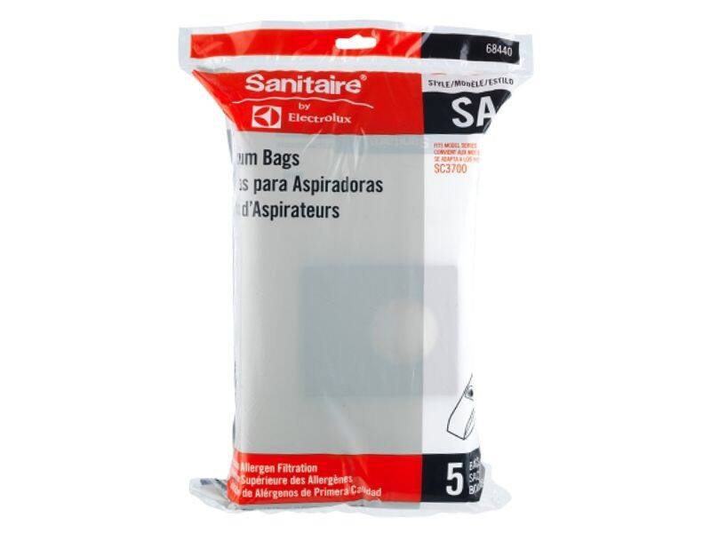 68440  
Sanitaire by Electrolux  
STYLE/MODEL/ESTILO  
um Bags  
para Aspiradoras  
d'Aspirateurs  
SC3700  
Allergen Filtration  
Superieure des Allergenes  
de Alergenos de Primera Calidad  
5