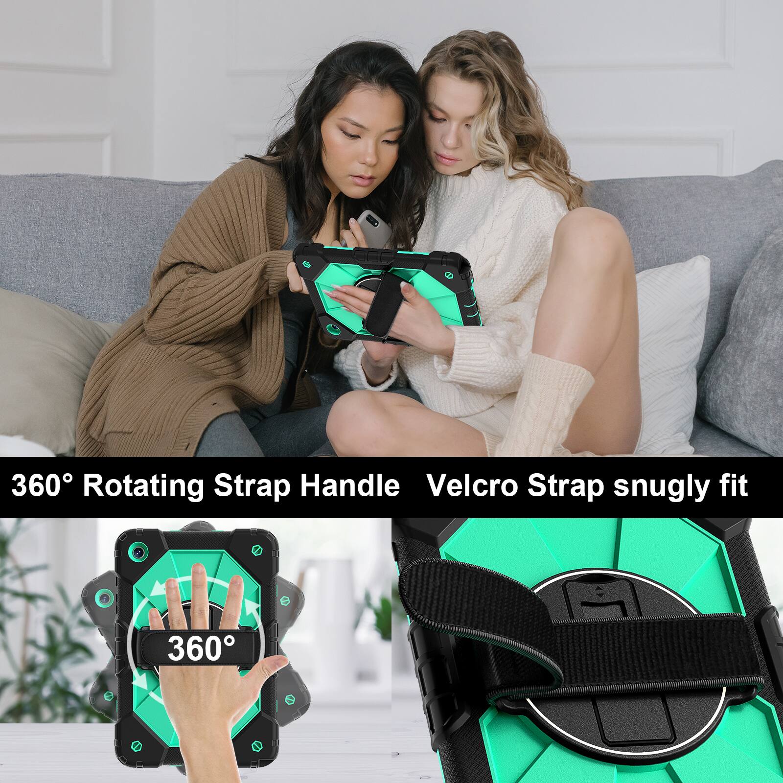 Dteck for Samsung Galaxy Tab A11 Kickstand 360° Rotating Handstrap ...