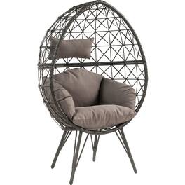 Manhattan Lane - Patio Lounge Chair with Wicker Geometric Pattern - Black