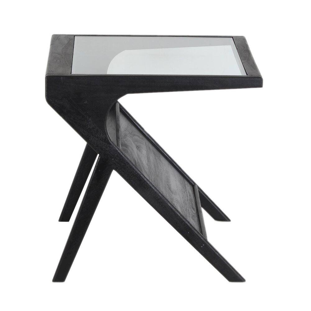 Left. Porter Designs - Canberra Solid Mango Wood End Table - Black.
