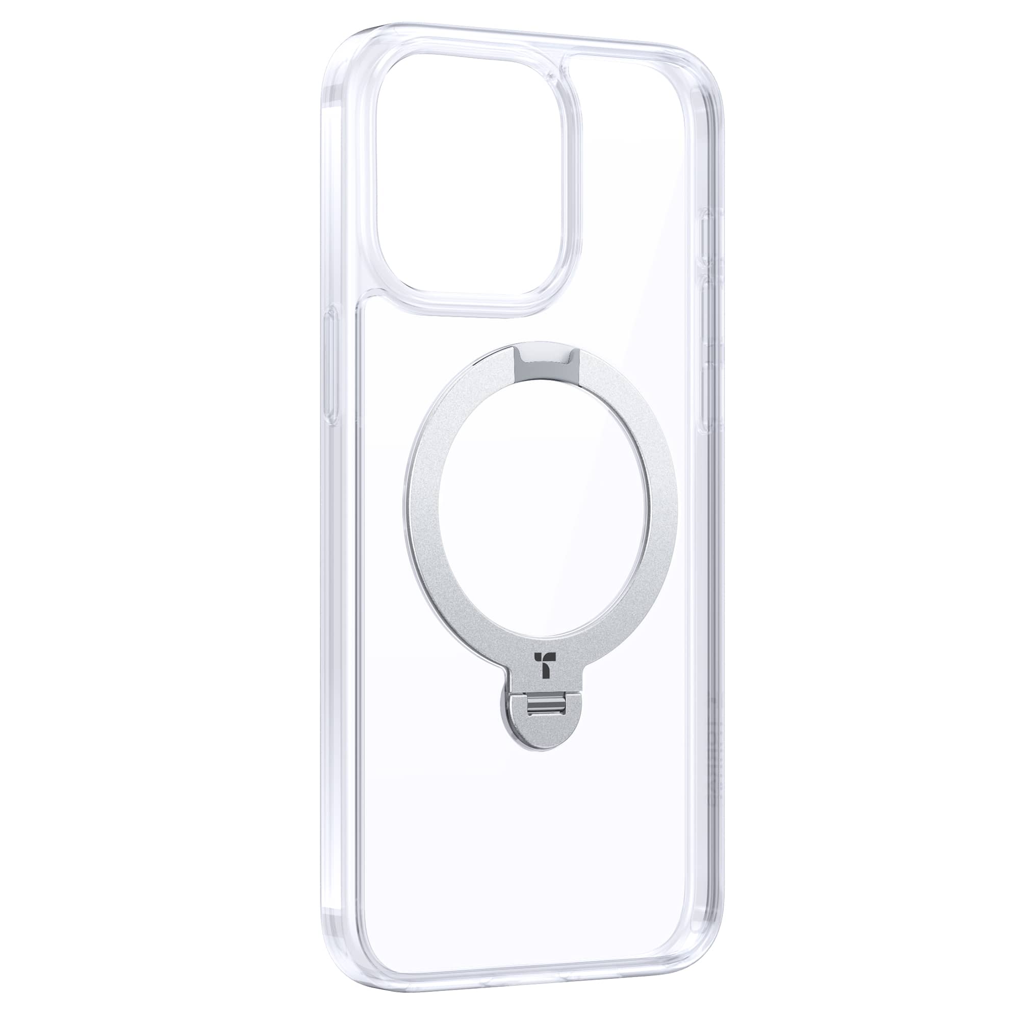 Alt View 3. TORRAS - UPRO Ostand Spin 360° Magnetic Stand Military Grade Shockproof & MagSafe-Compatible Case for Apple iPhone 15 Pro - Clear.