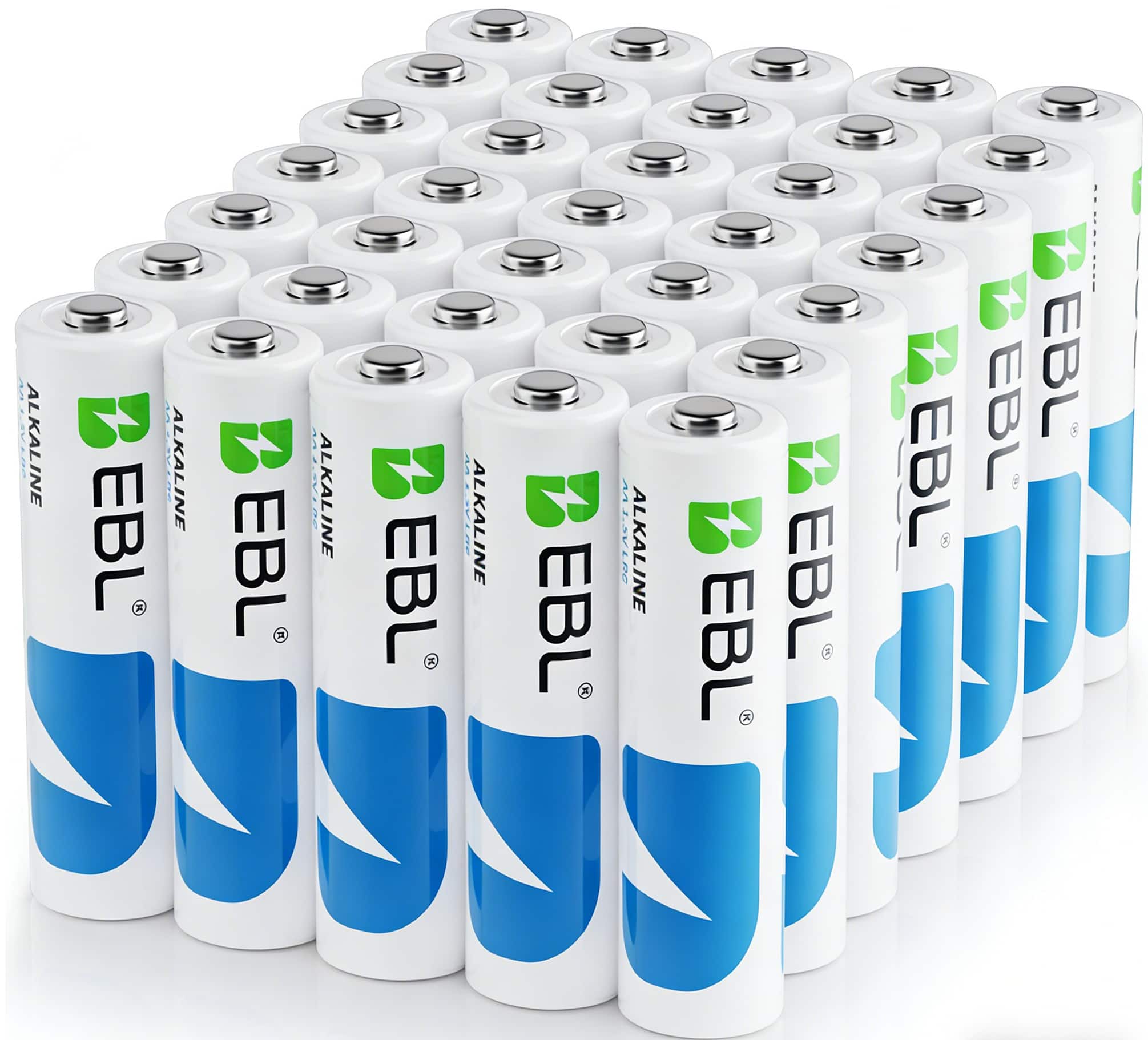 EBL - Alkaline AA Batteries (35 Pack), Ultra High Capacity 1.5V Long-Lasting Double A Alkaline Battery