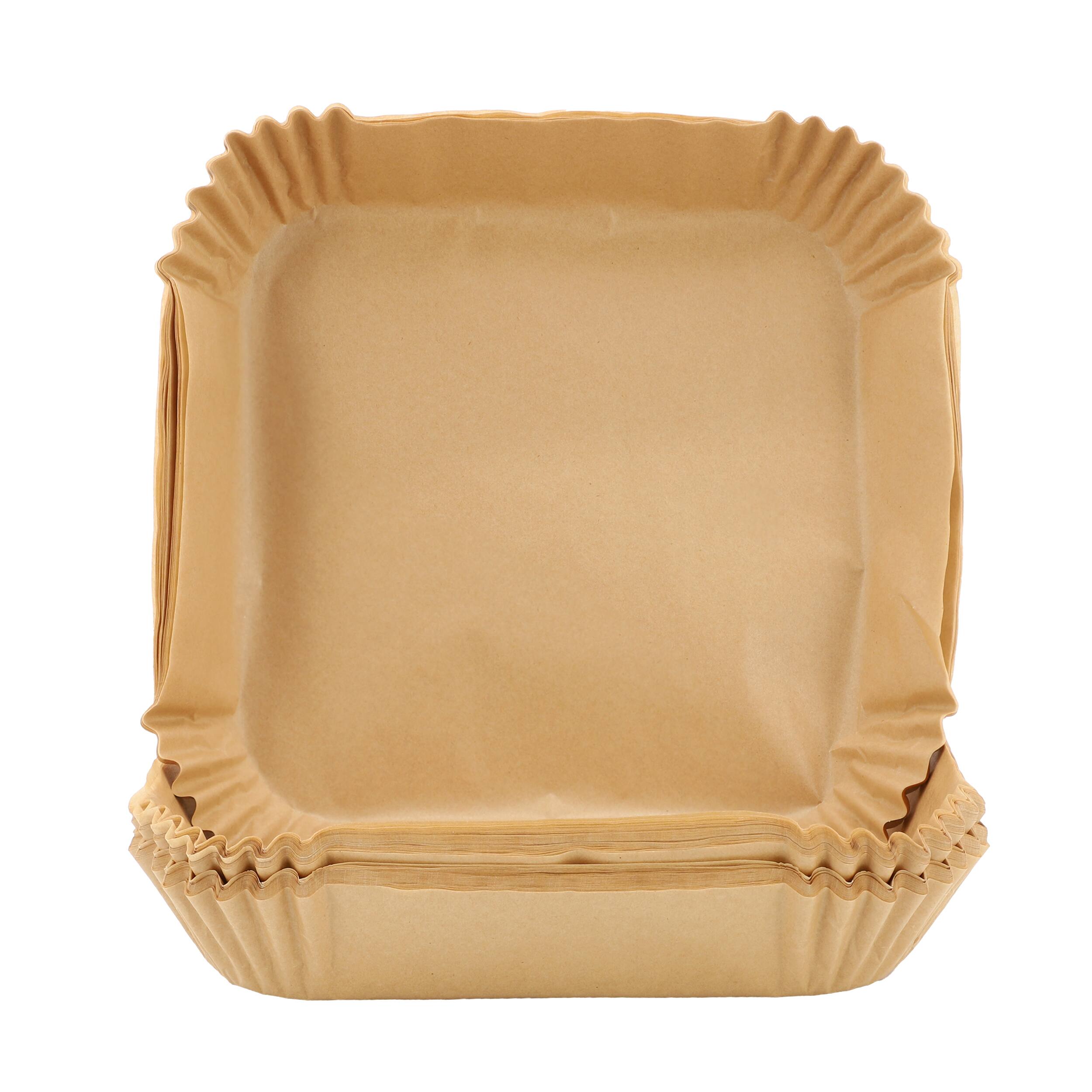 Alt View 6. MegaChef - MegaChef 125 Piece 8 Inch 5-8 Quart Square Air Fry Parchment Paper Liners - Brown.