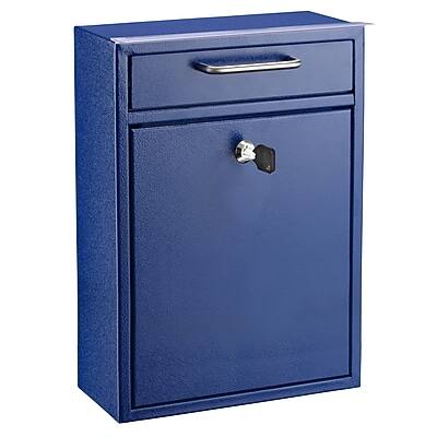 Front. AdirOffice - AdirOffice Wall Mounted Drop Box Indoor/Outdoor Interoffice Mailbox, Blue (631-04-BLU) - Blue.
