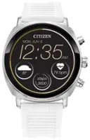 Citizen - CZ Smart 41mm Unisex Stainless Steel Casual Smartwatch with Silicone Strap - Silver - Front_Zoom