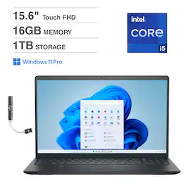 Dell - Inspiron 15 Laptop 15.6 FHD (Intel i5-1334U, 16GB DDR4, 1TB PCIe SSD, Intel UHD, Win 11 Pro) w/USB Hub - Black