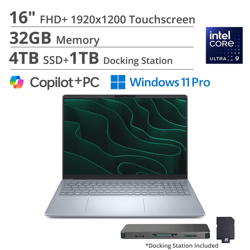 Dell - 16 Plus Laptop (Ultra 9-288V, 32GB, 4TB PCIe SSD, 16.0 Touch WUXGA (1920x1200), Intel Arc, Win 11 Pro) - Blue