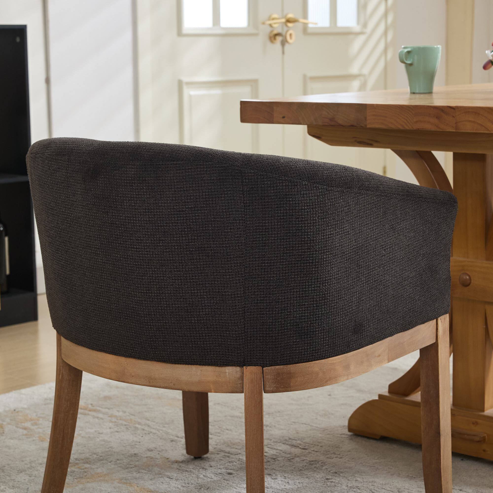 Alt View 5. GOODSILO - Mid Century Modern Upholstered Barrel Dining Chairs with Arms, Farmhouse Accent Chairs - Black.