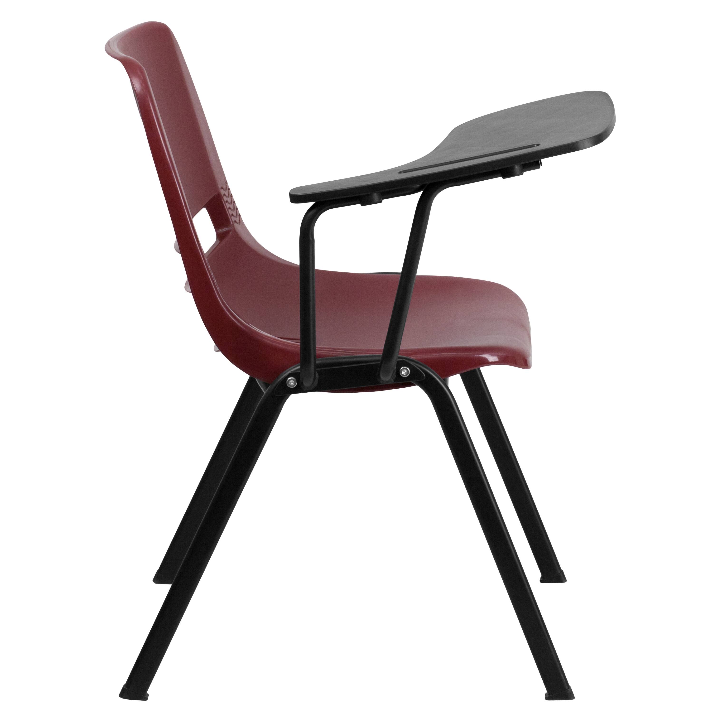 Alt View 6. Emma + Oliver - Ergonomic Shell Chair with Right Handed Flip-Up Tablet - Tablet Arm Desk - Burgundy.