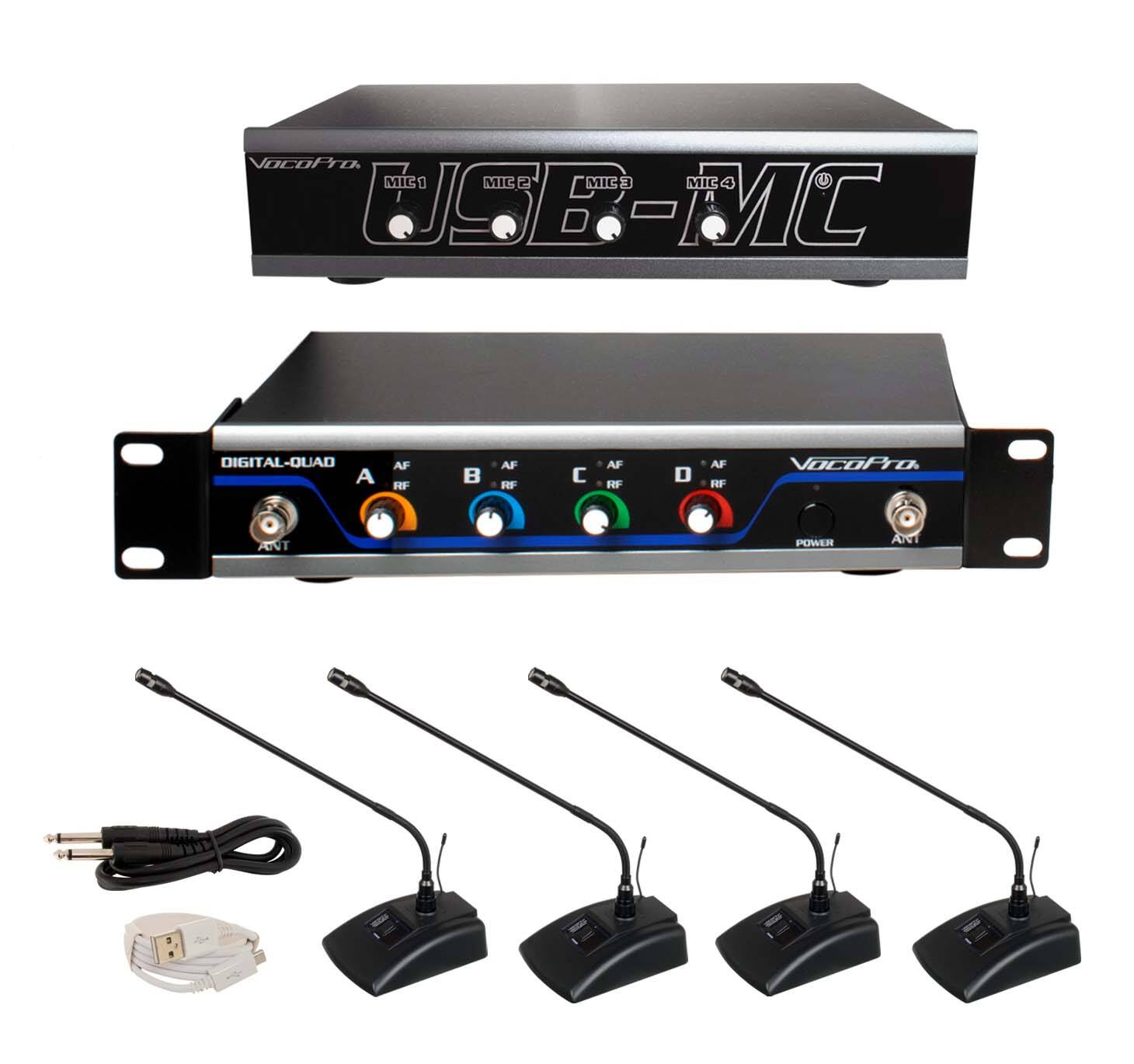 Front. VocoPro - USB-CONFERENCE-4 Wireless Conference Microphone System with Audio Interface.