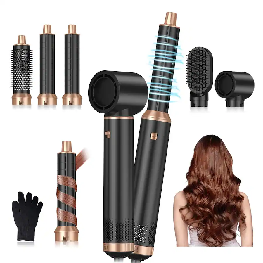 Live At Space 5 In 1 Blow Dryer Brush Upgrade Hair Air Curler Curling ...