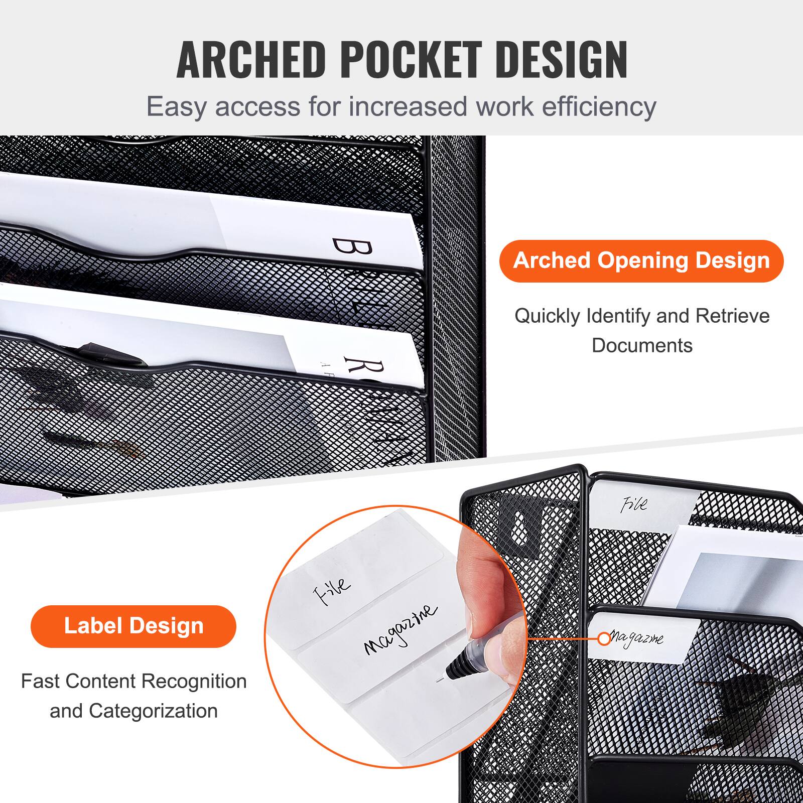 **ARCHED POCKET DESIGN**  
Easy access for increased work efficiency

- **Arched Opening Design**  
  Quickly Identify and Retrieve Documents

- **Label Design**  
  Fast Content Recognition and Categorization